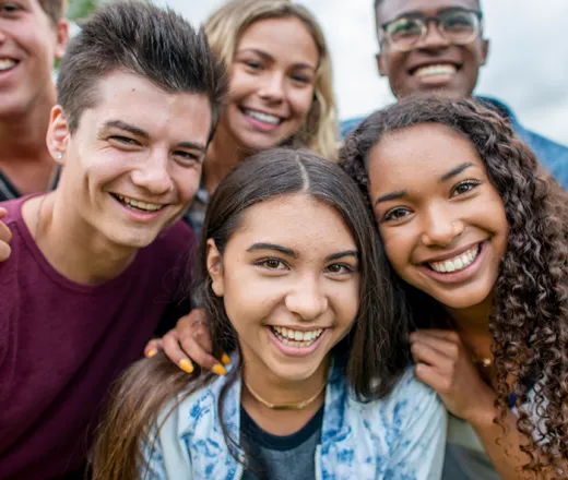Group of smiling teens